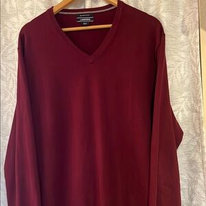 Lands' End V-Neck Red Sweater Soft Knit